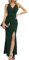 Laughido Cocktailkleid Wickelkleid Elegant Lang Abendkleider Damen Maxikleid Partykleid Festliche Bodycon Hochzeit Sommerkleid (Dunkelgrün, X-klein)