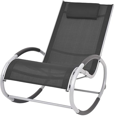 Homgoday Schaukelstuhl für den Garten, schwarz, aus Textilen, Stühle für den Außenbereich, Esszimmerstühle für den Garten, Möbel für den Außenbereich, Terrasse, Möbel