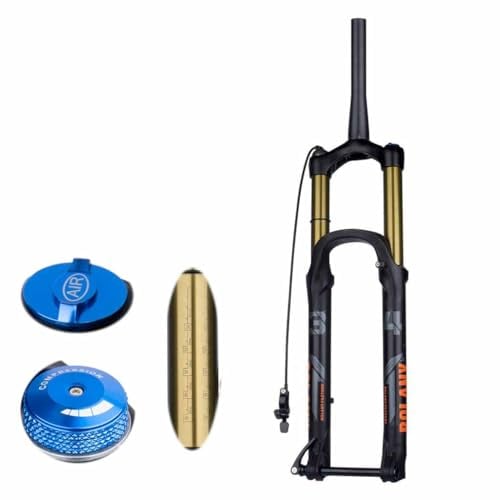 TS TAC-SKY Bicycle Rebound Adjustment Suspension 175mm Travel MTB Fork Bike Suspension Fork XC DH AM Down Hill Thru Axle Boost Fork (Color : Gold, Size : 27.5 Tapered Remote)