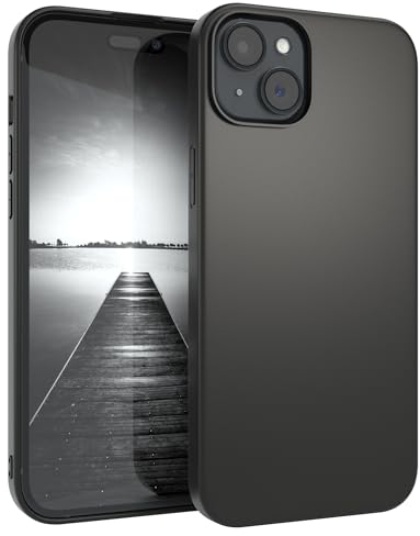 EAZY CASE - Coque en Silicone Compatible avec iPhone 15 Plus - Coque de Protection Antichoc Fine et légère pour iPhone 15 Plus en Silicone Noir