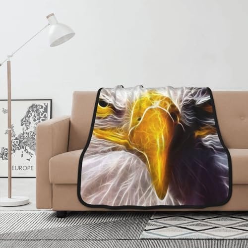 LAMAME Amerikanische Weißkopfseeadler gedruckt Weiche Doppelschicht Decke Doppelschicht Fleecedecke Vier Jahreszeiten Warme Decke