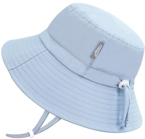 Jan & Jul Sombrero de sol para niños con ala, protección UV UPF 50+, azul claro, 6-24 meses