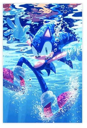 RePaLy Poster, Motiv: Sonic The Hedgehog, 16 Stück, Leinwandposter, Wandkunst, Dekordruck, Bild Gemälde für Wohnzimmer, Schlafzimmer, Dekoration, ungerahmt, 20 x 30 cm
