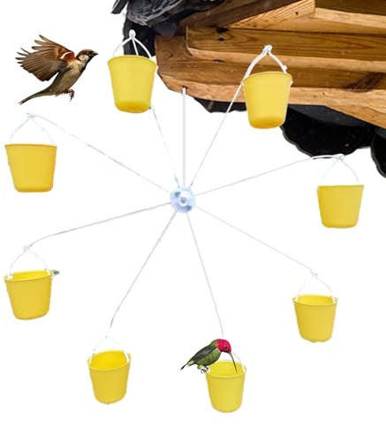 Riesenrad-Vogelfutterstation | Vogelrad-Futterstation | Papageien-Futtersuchspielzeug | Drehbarer Riesenrad-Futterspender Mit Sitzstange | Drehbarer Futterspender Für Wildvögel Mit 8 Futtereimern
