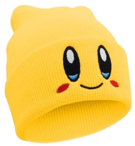 JILANI HANDICRAFT Kirby Beanie Anime-Mütze für Erwachsene, Kawaii, Größe M, Gelb, gelb, MEDIUM