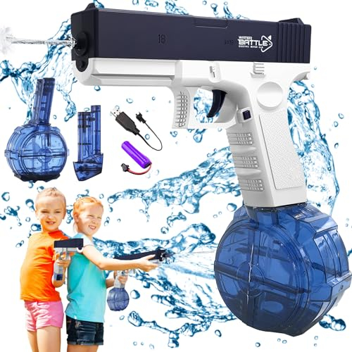 Pistola de Agua Electronica, Potente Pistola de Agua para Niños Adultos Automática Pistola de Agua Alta Capacidad Adecuada para Piscina de Verano y Playa Fiesta Juguetes Regalos para niños (Azul)