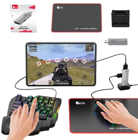 Ensemble convertisseur de Jeu pour téléphone, Clavier et Souris pour Jeux téléphoniques, Clavier et Souris mécaniques avec câble de 35 Touches | Ensemble convertisseur avec rétroéclairage