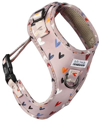 Hundegeschirr für kleine Hunde | Arizona Hotdogs Softgeschirr Sweet Love | Herzmuster (XS)