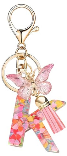 Porte clés Initiale Porte clé pour Femme Fille Personnalisée Lettres Keychain - K