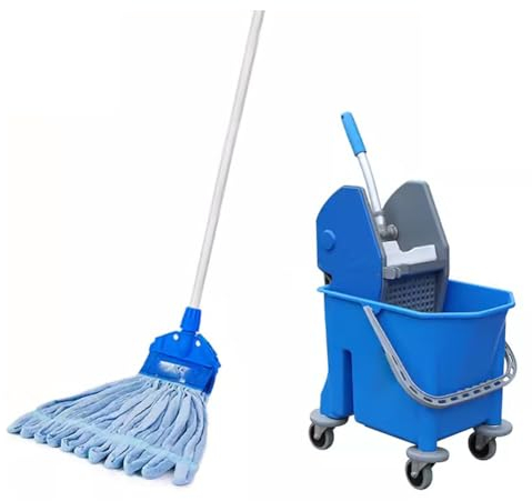 TT-YEC Cubo Grande De La Fregona con El Escurridor, Cubo Rectangular Comercial De La Fregona con Las Ruedas Universales, Combinación del Escurridor del Compactador, con Una Fregona, Azul