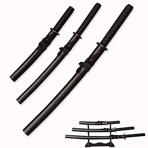 3er Set Japanisches Samurai Schwert mit Display Ständer,Iaido Katana,Matte Textur Für Dekoration und Sammlung