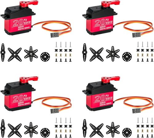 WOOLUCK® 4 Stück Digital RC Servo Motor 270°, 20KG High Torque Metallgetrieb Servomotor für RC Modelle, Starrflügel, Auto, Roboter und intelligenten DIY