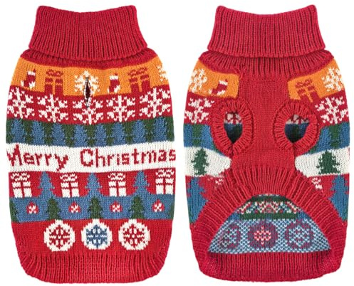 Dolahovy Hund Pullover Schneeflocke Pullover Welpen Mantel Hunde Stricken Weihnachten Winter Kleidung Outfit Xmas Hund Pullover Fleece Hund Anzug für kleine mittlere Hunde Katzen Chihuahua Red L