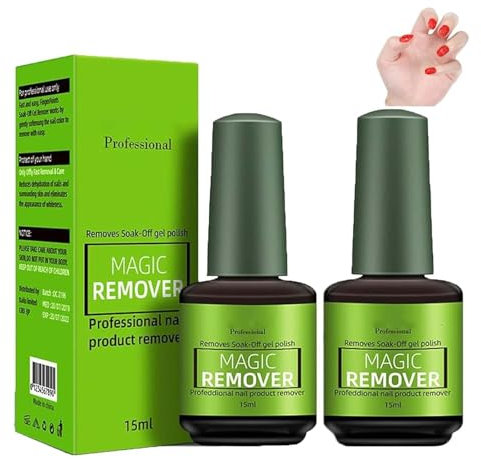 Anchovy Magic Remover Gel Polish, 2024 Upgraded Magic Nail Polish Remover, Gel Polish Remover for Nails, Soak-Off Quick,Professional Nail Polish Remover for Natural, Gel Nails (2PC)
