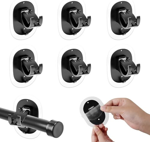 Shockassist Ganci per Tende Senza Bucare, 6 Pezzi Staffa autoadesiva per Asta Tende Trasparente, Ganci Adesivi per Tende, Supporto per Bastone per Tenda Autoadesivo per Tende o Portasciugamani Sospesi