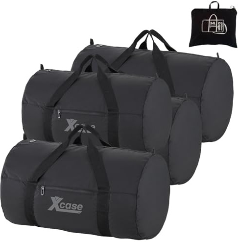 Xcase Handgepäck Tasche Herren: 4er-Set Falt-Duffle-Taschen, reißfest, Befestigungsgurt, 40 l, je 212g (Reise Umhängetasche, Bord-Taschen)