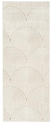 RugVista Art Deco Teppich, 80 x 200 cm, Weiß/Hell beige | Moderne, Rechteckig, Niedriger Stapel, Nur chemische Reinigung, Oeko-Tex 100, Wohnzimmer, Schlafzimmer, Diele