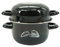 Fackelmann 66039 Marmite à moules en acier émaillé, Marmite à moules individuelle, Marmite à moules noire, Cocotte à moules, coquillages, Acier Carbone, Email, Noir, 20,5 x 26 x 17,5 cm