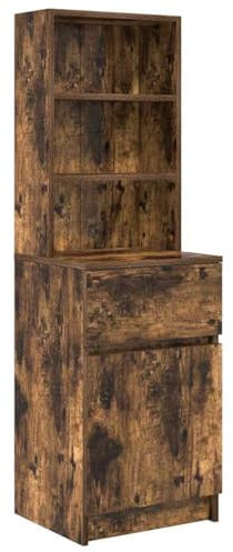 vidaXL Nachttisch Räuchereiche 39x35x125 cm Holzwerkstoff, Nachtschrank, Schlafzimmermöbel, Nachtkästchen, Nachtkonsole, Beistelltisch