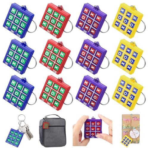 patinadrift 16 Stück Tic Tac Toe Spiel Schlüsselanhänger Kinder Spielzeug Mitgebsel Kindergeburtstag Schlüsselanhänger für Jungen Mädchen Geschenke