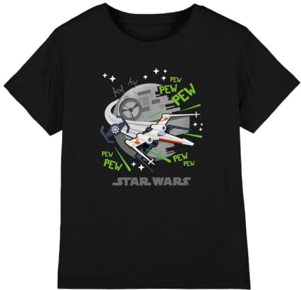 Star Wars Pew Pew Xwing Unisex Kids T Shirt, Black, 5-6 Years