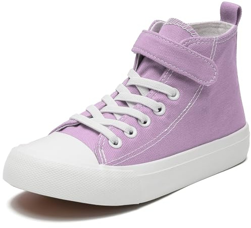 Duovodu Baskets montantes en toile pour enfants garçons et filles - Faciles à fixer - Baskets décontractées légères - Chaussures d'école