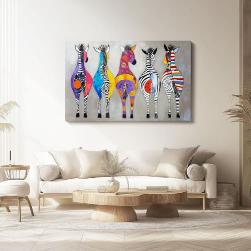 Moderne Bild Auf Leinwand 150L X 50B Cm Abstrakt Zebra Farbe – Große Kunstdrucke Für Wohnzimmer, Schlafzimmer, Flur Oder Badezimmer – Wanddeko Leinwandbilder Für Wohnung & Home Dekofarbe: Weiß