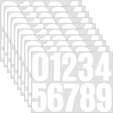 TIESOME 10 Blatt Zahlen Aufkleber, 10 cm Große Zahlen Sticker 0-9 Selbstklebendes Briefkasten Zahlenaufkleber Wetterfest Klebezahlen Reflektierende Vinyl Nummernaufkleber für Hausnummern(Weiß)