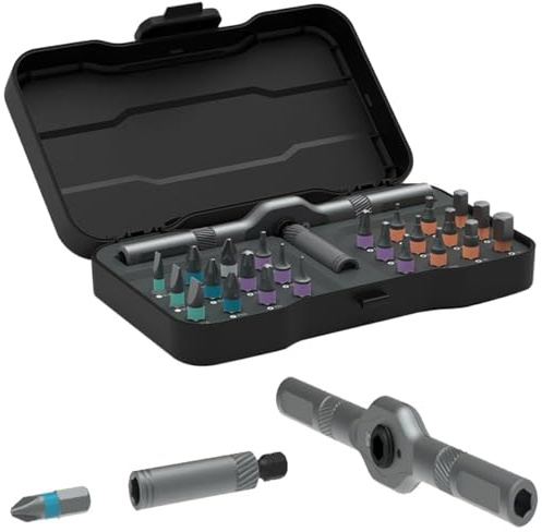 24 in 1 Magnetischer Schraubendreher Satz, Ratschen Schraubendreher Set mit 24 Bits, Multi Bit Schraubenzieher mit Magnetspitze & Aufbewahrungskoffer, Präzisions Werkzeug Set für Heimwerken, Fahrrad