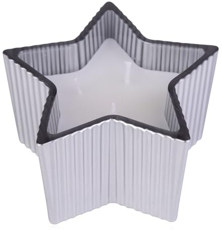 Accentra Dreidocht-Duftkerze in sternförmigem silbernen Glas, 240g, 14 x 8cm, Duft: Cotton, dekorative Kerze Weihnachten silber, Geschenk für Frauen und Männer