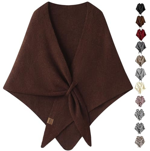 MAOAEAD Pashmina-Wickeltücher für Damen, weiche Wolle, gestrickt, Dreieck-Schal, elegant, warm, leicht, Reisen, lässig, einfarbig, Poncho