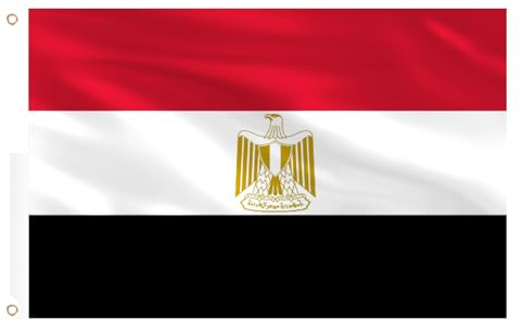 AhfuLife Bandiera dell'Egitto, 1,5 x 0,9 m, per decorazioni per feste, 1 bandiera egiziana su entrambi i lati, con occhielli in ottone, per la Coppa del Mondo di calcio, festa nazionale, giardino