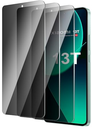 QZYWIKA Protection écran pour xiaomi 13T/ 13T Pro, Anti espion 3 Pièces, Film en verre trempé de dureté 9H Anti-Rayures Anti-Empreinte Installation Facile