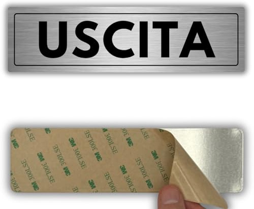 LEIASA | Cartello Uscita - 5x18 cm - Spessore 0,8 mm - Alluminio - Targa Segnaletica - Insegna Porta - Cartello di Sicurezza (Uscita)