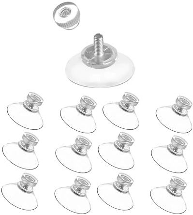 12 Ventosas con Roscas y Tuercas Ø32mm - Ventosas para Cristal y Coche, Transparentes y Súper Fuertes, sin Taladrar para Decorar y Colgar