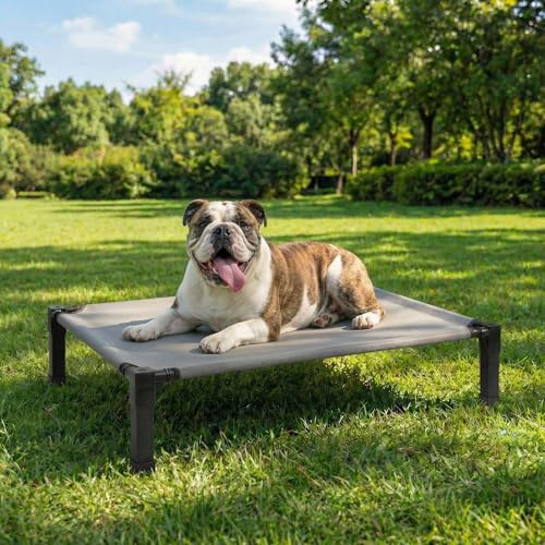 Niubya Hundeliege Outdoor Grosse Hunde - Hundeliege in und Outdoor Garten, Erhöhtes Hundebett für draußen Camping erhöhtes Hundebett, Größe für Hunde maximal 32 kg, 107x77×21 cm, höhe in 22cm