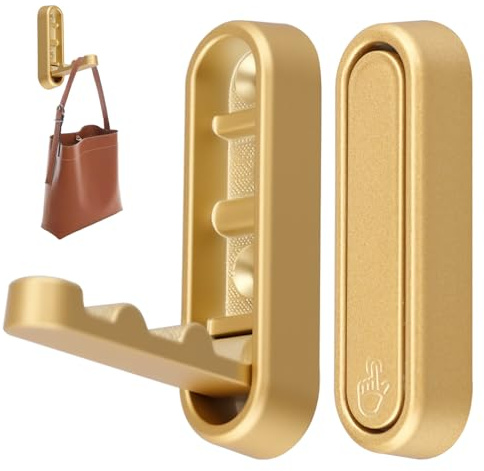 2 Piezas Ganchos de Pared Plegable e Invisibles,90 grados para Colgar Ropa | Perchero Plegable Pared de Zinc mit 5kg,Autoadhesivo Gancho Pared Puerta, para Colgar Abrigos Bufandas, Monederos y Más(Oro)