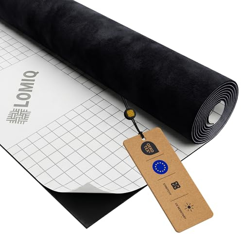 LOMIQ Tissu Microfibre Adhésif 500x150cm, Noir, Effet Daim, Film Extensible Pour Intérieur Auto, Doux Et Résistant, Découpe Facile Matériau Décoratif pour Rideau, Meubles, DIY, Auto