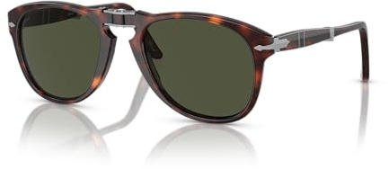 Persol PO0714 Faltbare Aviator Sonnenbrille Polarisiert 52 mm, Braun (Gestell: Havana Glas: Grey 24/31), 52