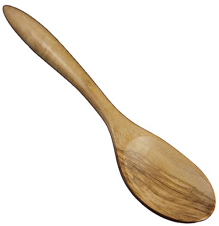 Bérard Terra Kochlöffel aus Olivenholz, 30 cm, runder Griff, langlebig | Servierlöffel, angenehme Handhabung, natürliche Maserung, geruchsresistent, hygienisch, strapazierfähig, Küche und Tisch