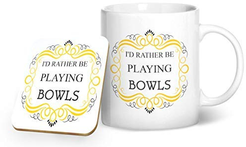 BWW Print - I'd Rather Be Playing Bowls - Mug & Coaster Gift Set