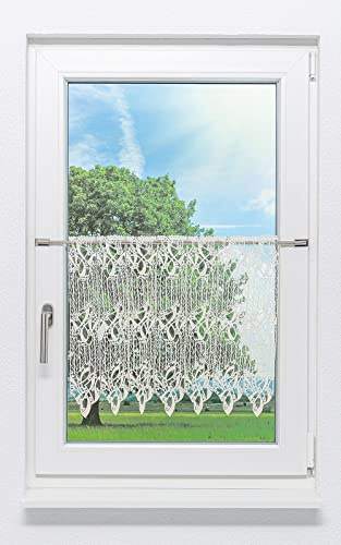 Plauener Spitze Scheibengardine Arabeske (Bx H) 66.40cm * 50cm Weiß/naturweiß