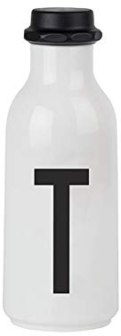 Design Letters Persönliche Trinkflasche Weiß (T) | BPA-Frei | 500 ml | Tritan Wasserflasche im Nordisches Design | Auslaufsicher | Spülmaschinengeeignet | erhältlich von A-Z