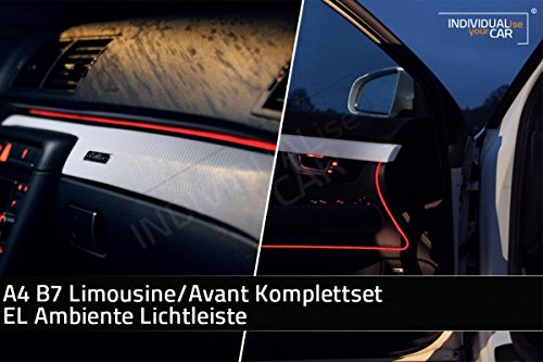 EL Ambiente Lichtleiste für A4 B7 - Komplettset Türen + Armaturenbrett (Rot)