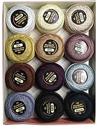 Wonderfil Eleganza #8 Perl-Baumwoll-Stickgarn, Sampler-Kollektion, Neutrals