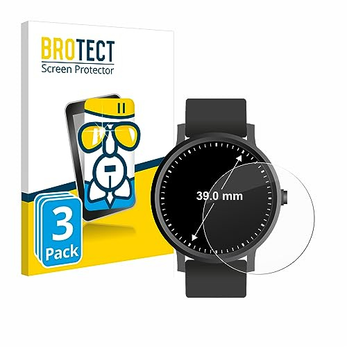 BROTECT Schutzglas für | Armbanduhren (Kreisrund, ø: 39 mm) 3 Stück Transparenter Displayschutz Made in Germany Schutzfolie Panzer Folie Glas 9H