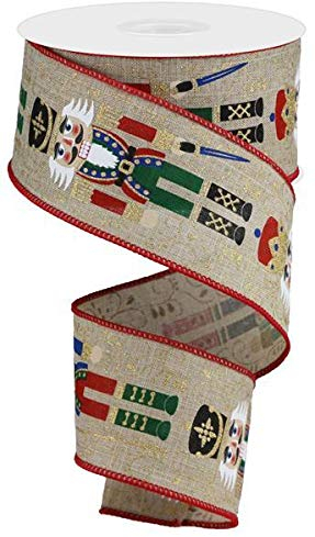Craig Bachman 2.5 Nutcrackers Royal Ribbon: Natural (10 Yards) Christmas Craft Floral Arrangement Gift Wrapping Wired Edge Ribbon