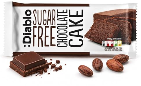 Diablo Sugar Free Chocolate Cake – Healthy Snacks Sweet Treat, Cakes & Desserts for All, Ideal for Snack Time, Tea & Party Treat, Halal & Kosher Approved – 200g (Pack of 1)