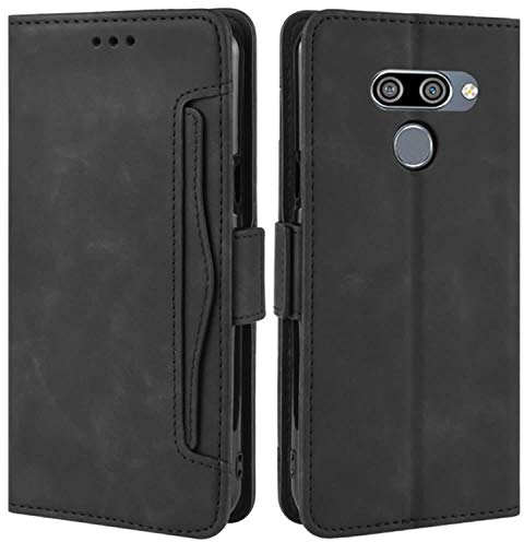 HualuBro Handyhülle für LG Q60 Hülle, LG K50 Hülle Leder, Flip Case Cover Stoßfest Klapphülle Handytasche Schutzhülle für LG Q60 / LG K50 Tasche (Schwarz)
