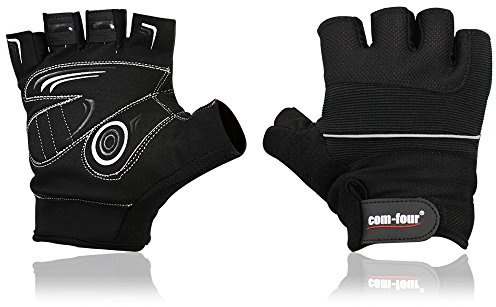 Wilhelm Sell® rutschfeste Sport-Handschuhe für Fitness-Training und Fahrrad-Touren, Halbfinger-Handschuhe für Rad und Bike, Damen und Herren, Unisex (1 Paar - Größe L schwarz)